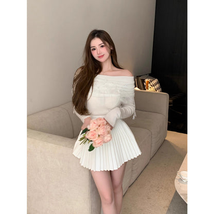 Classic All-match Organ Pleated Skirt Women's Autumn and Winter New Small Fragrant Style Solid Color High Waist Sexy A- line Pleated Skirt