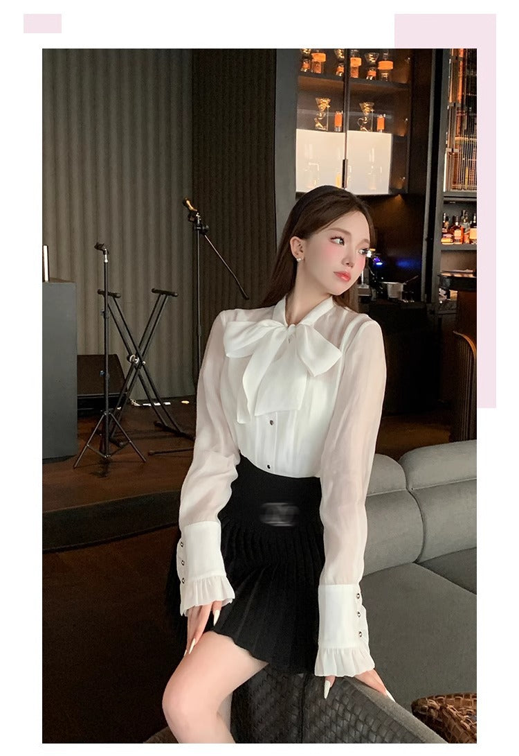 Classic All-match Organ Pleated Skirt Women's Autumn and Winter New Small Fragrant Style Solid Color High Waist Sexy A- line Pleated Skirt