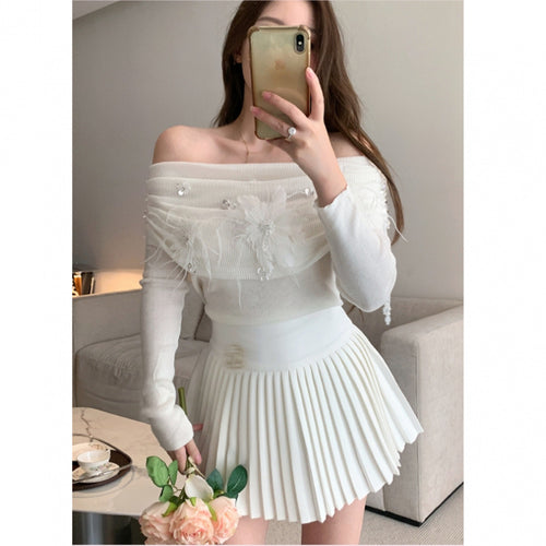Classic All-match Organ Pleated Skirt Women's Autumn and Winter New Small Fragrant Style Solid Color High Waist Sexy A- line Pleated Skirt