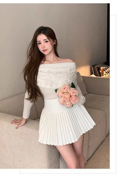 Classic All-match Organ Pleated Skirt Women's Autumn and Winter New Small Fragrant Style Solid Color High Waist Sexy A- line Pleated Skirt