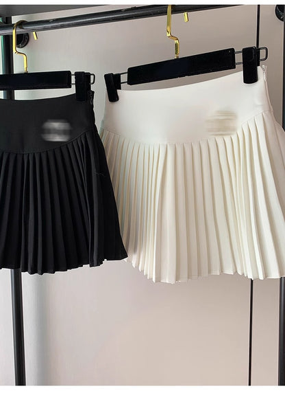 Classic All-match Organ Pleated Skirt Women's Autumn and Winter New Small Fragrant Style Solid Color High Waist Sexy A- line Pleated Skirt