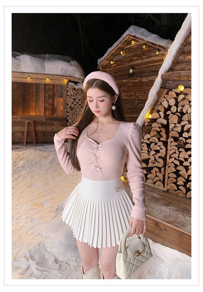 Classic All-match Organ Pleated Skirt Women's Autumn and Winter New Small Fragrant Style Solid Color High Waist Sexy A- line Pleated Skirt