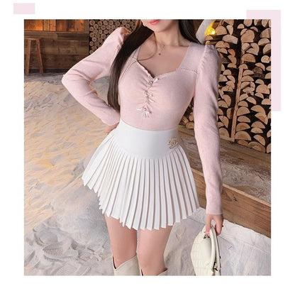Classic All-match Organ Pleated Skirt Women's Autumn and Winter New Small Fragrant Style Solid Color High Waist Sexy A- line Pleated Skirt
