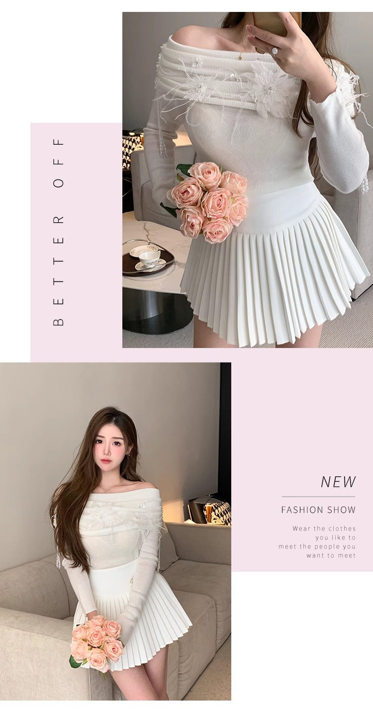 Classic All-match Organ Pleated Skirt Women's Autumn and Winter New Small Fragrant Style Solid Color High Waist Sexy A- line Pleated Skirt