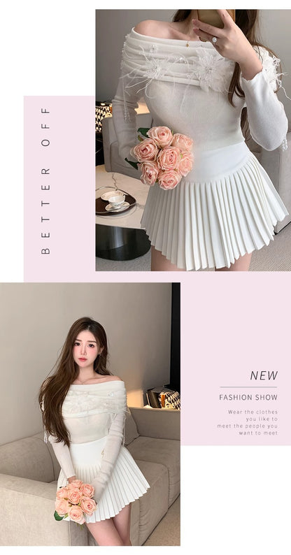 Classic All-match Organ Pleated Skirt Women's Autumn and Winter New Small Fragrant Style Solid Color High Waist Sexy A- line Pleated Skirt