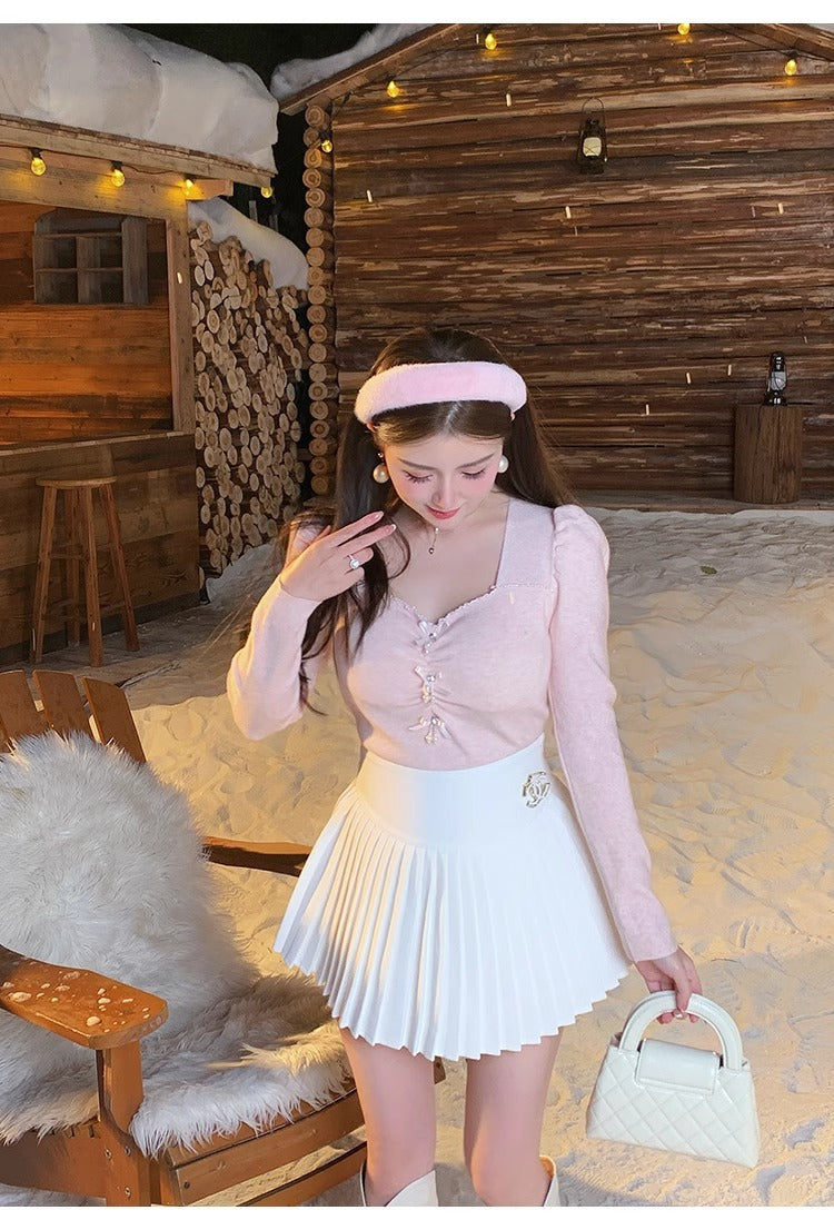 Classic All-match Organ Pleated Skirt Women's Autumn and Winter New Small Fragrant Style Solid Color High Waist Sexy A- line Pleated Skirt