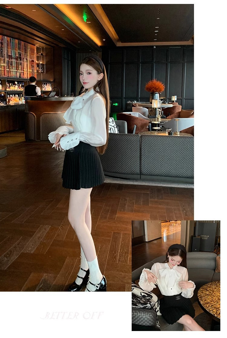 Classic All-match Organ Pleated Skirt Women's Autumn and Winter New Small Fragrant Style Solid Color High Waist Sexy A- line Pleated Skirt