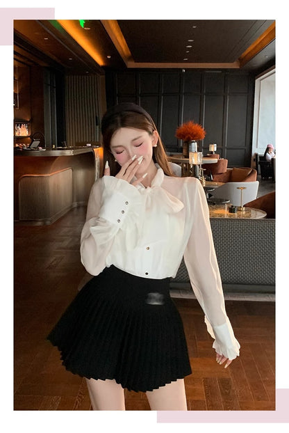 Classic All-match Organ Pleated Skirt Women's Autumn and Winter New Small Fragrant Style Solid Color High Waist Sexy A- line Pleated Skirt