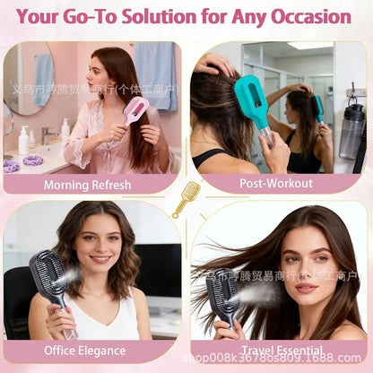 2-in-1 Multi-functional Spray Bottle Comb Wet Dry Scalp Massage Bristle Comb Salon Fluffy Modeling Comb Gift for Girl Women