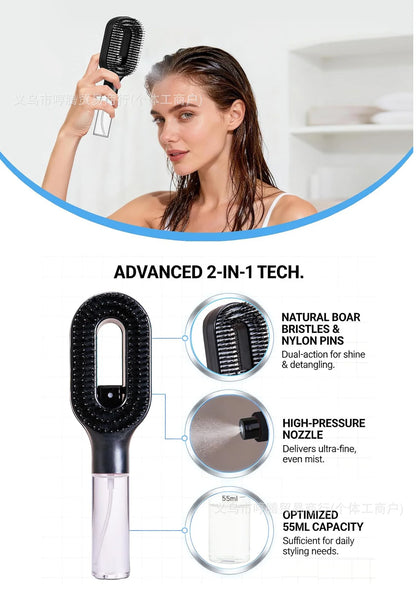 2-in-1 Multi-functional Spray Bottle Comb Wet Dry Scalp Massage Bristle Comb Salon Fluffy Modeling Comb Gift for Girl Women
