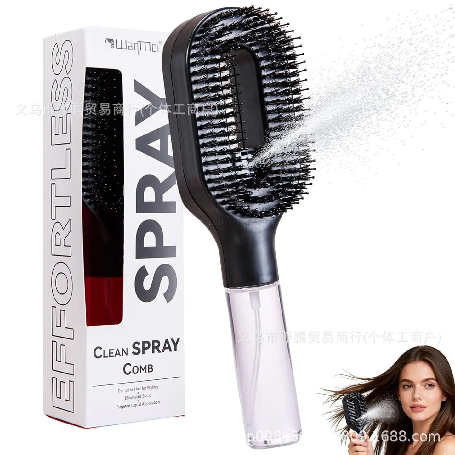 2-in-1 Multi-functional Spray Bottle Comb Wet Dry Scalp Massage Bristle Comb Salon Fluffy Modeling Comb Gift for Girl Women