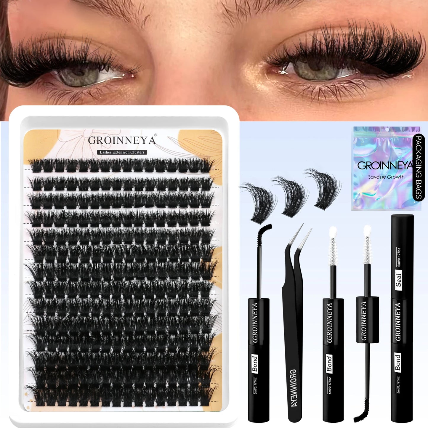 DIY Lash Cluster Extension Kit Waterproof Bond  Seal