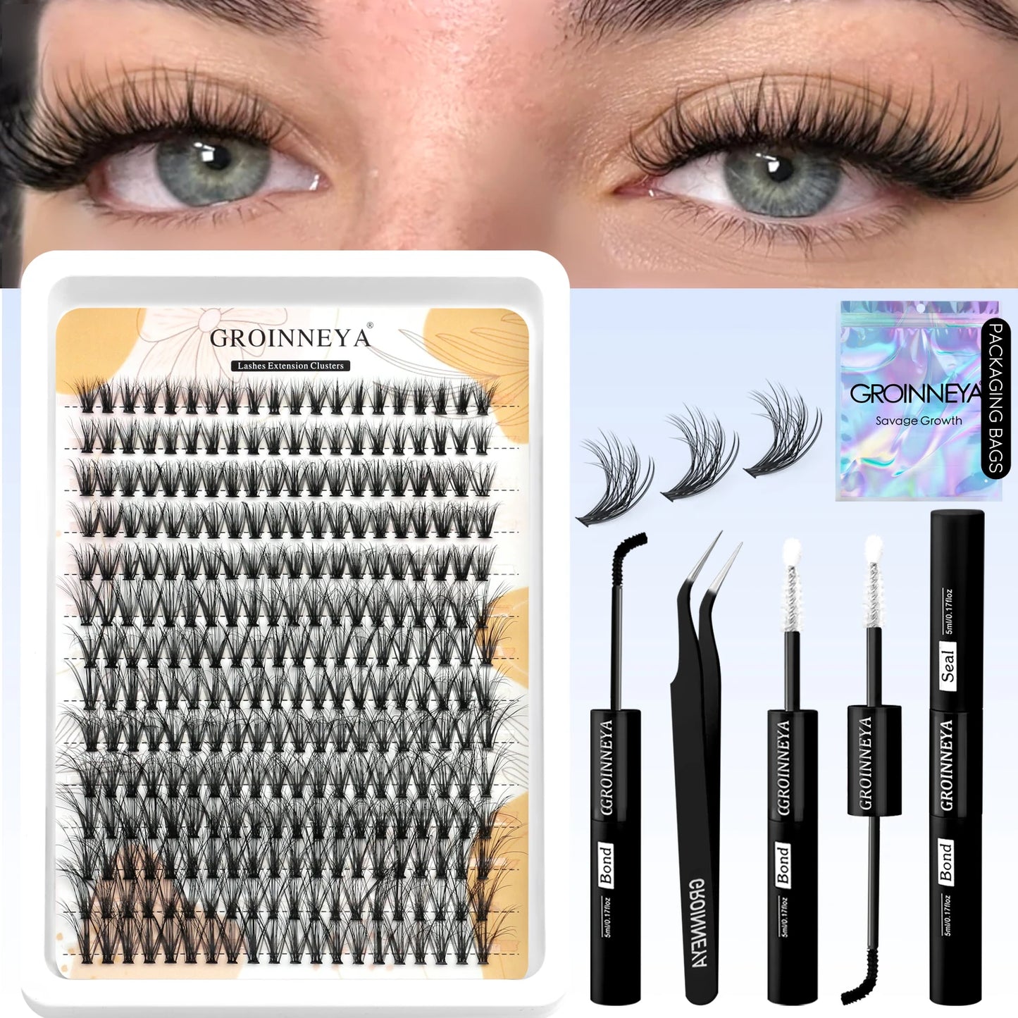 DIY Lash Cluster Extension Kit Waterproof Bond  Seal