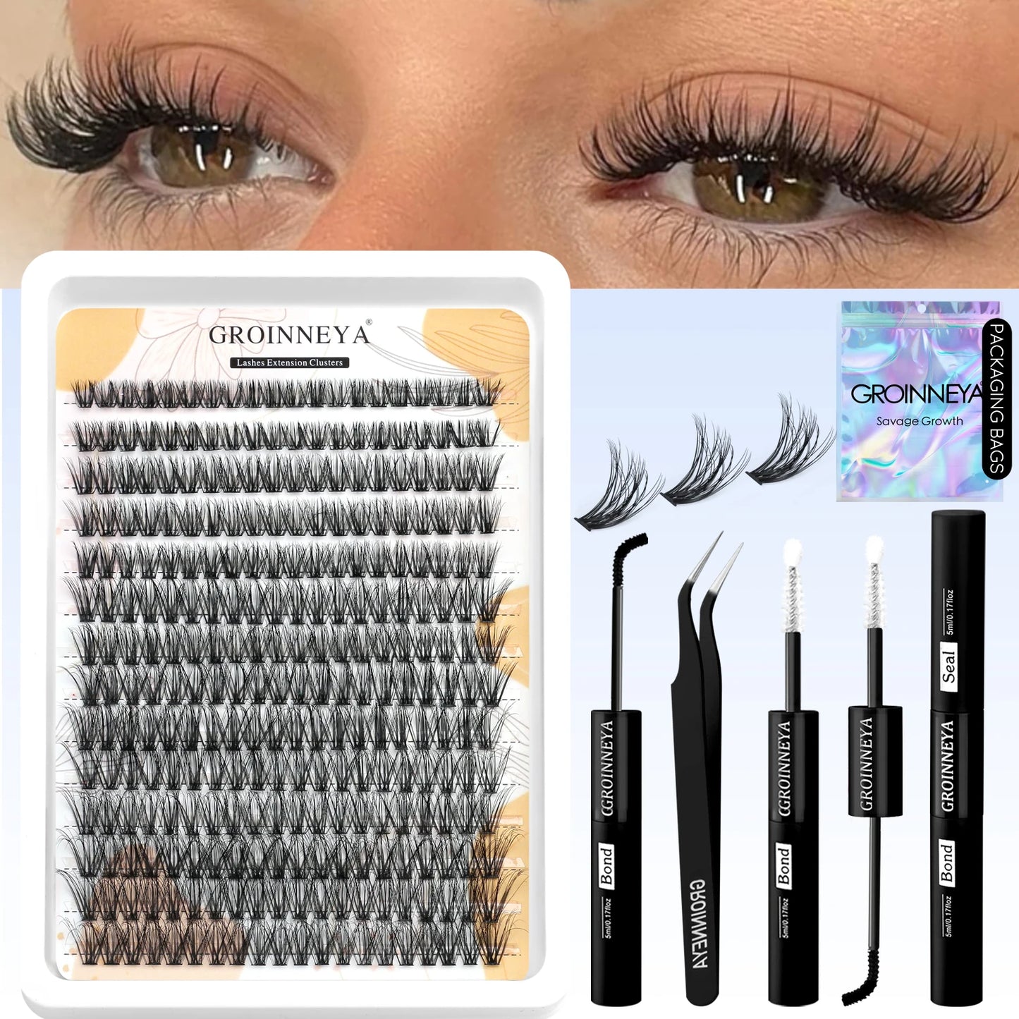 DIY Lash Cluster Extension Kit Waterproof Bond  Seal